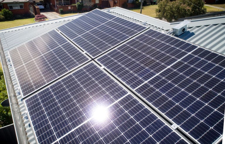 Solar panels on the roof of a house.