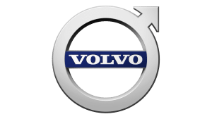 Volvo logo on a black background.