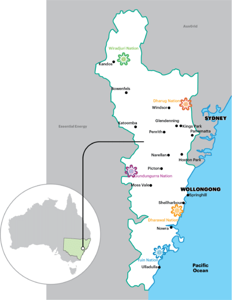 A map of endeavour energy coverage.