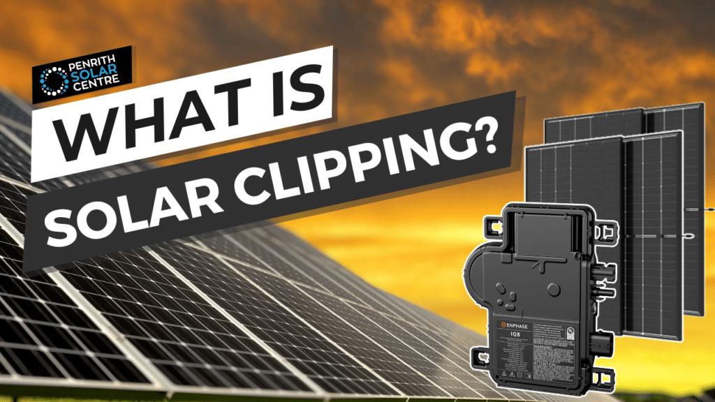 A solar panels with a sunset behind them.